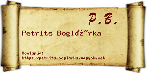 Petrits Boglárka névjegykártya
